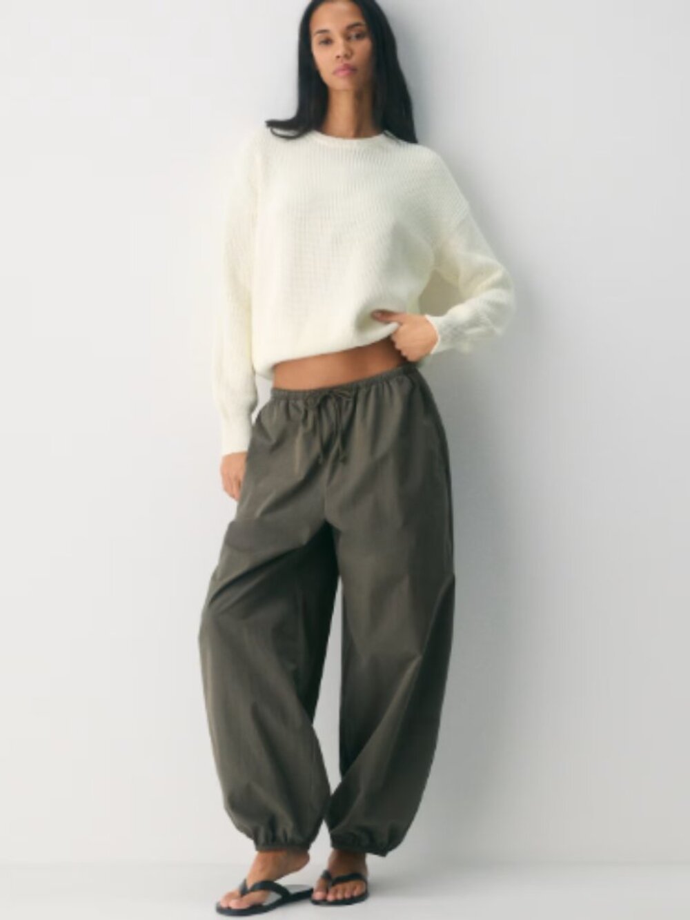 Aritzia TNA Servo Sweater |  Relaxed Organic Cotton Sweater | Light Birch